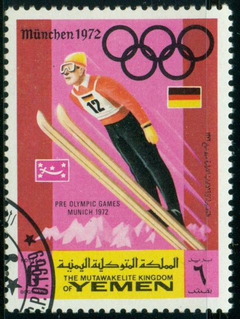 JEMEN KRÁLOVSTVÍ. lyžař na letní olympiádě v Mnichově
